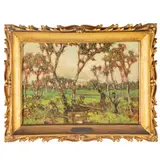 Lorenzo Gignous, Modena, 1862 - Porto Ceresio, 1958 / Paesaggio con figure / Firmato L Gignous in basso a destra