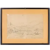 Napoli, 1856 - 1936 / Dai Capuccini / Firmato Caprile in basso al centro, titolo e data 1842 in basso a sinistra by Vincenzo Caprile, pencil on paper, offered Feb 2025