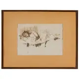 Domenico Morelli, Napoli, 1826 - 1901 / Ritratto di fanciulla dormiente, ink on paper