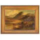Alfred de Breanski, Greenwich, 1852 - 1928 / Paesaggio fluviale con animali al pascolo / Firmato Alfred De Breansky e datato 1892 in basso a destra, oil on canvas