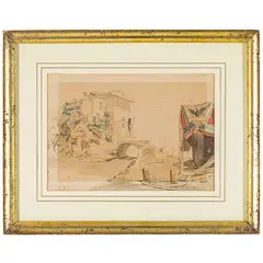 Niels Simonsen, Copenaghen, 1807 - Frederiksberg, 1885 / Scorcio di Sorrento / Firmato N Simonsen, Sorrento 1870 in basso a sinistra, watercolour on paper