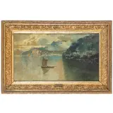 Salvatore Petruolo, Catanzaro, 1857 - Napoli, 1942 / Marina al tramonto / Firmato S Petruolo in basso a destra, oil on canvas