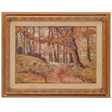 Carlo Aimetti, Bisuschio, 1901 - 1980 / Querce in autunno / Firmato Carlo Aimetti e datato 954 in basso a sinistra, oil on compensato