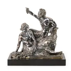 Eugenio Avolio, Napoli, 1879 - 1929 / Baccanale, Firmato E Avolio e datato 1912 sul retro Metallo argentato