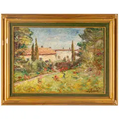 Carlo Aimetti, Bisuschio, 1901 - 1980 / Una villa in Brianza / Firmato Carlo Aimetti e datato 966 in basso a destra, oil on compensato