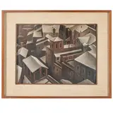 Sergio Albano, Torino, 1939 - 2008 / Tetti a Torino / Iscrizione in basso al centro, oil on cardboard