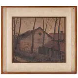 Sergio Albano, Torino, 1939 - 2008 / Case in campagna / Firmato Sergio Albano e datato 70 in basso a destra, oil on cardboard