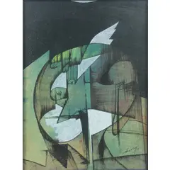 Gianni Dova, Roma 1925 - Pisa 1991 / Senza titolo, mixed media on paper applicata on canvas