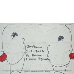 Carol Rama, Torino 1918 / Senza titolo, 2004, Pennarello e smalto su carta prestampata e con precedenti grafie