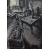 Alessandro Papetti, Milano 1958 / Atelier, 1993, mixed media on cardboard applicato on canvas
