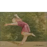 Alessio Paternesi, Civita Castellana (VT) 1937 / Correndo nel bosco, mixed media on panel