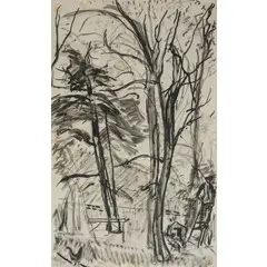 Mario Cavaglieri, Rovigo 1887 - Peyloubere 1969 / Scena agreste, 1950, Acquarello su carta