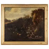 Domenico Brandi, Paesaggio con cascata, oil on canvas