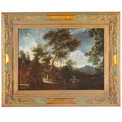 Paesaggio con viandanti by Pandolfo Reschi, oil on canvas, offered Apr 2025