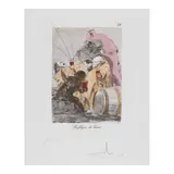 Reflegios de luna from Les Caprices de Goya (Field 77-3-2) by Salvador Dalí, 1977, Heliogravure of Goya's plate 79, reworked and altered with drypoint and stencil-coloring on Rives BFK paper, sold Nov 2025