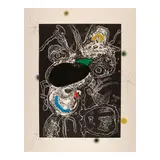 Joan Miró, Plate III, from Espriu-Miro (Dupin 871, Cramer bk. 197), 1975, Etching and aquatint in colors with carborundum on Guarro paper with publisher's watermark
