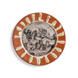 Scène de tauromachie (Ramié 410) by Pablo Picasso, 1959, Partially brushed glazed white earthenware clay round dish, decoration in engobes, sold Nov 2025