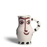 Quatres Visages (Ramié 436) by Pablo Picasso, 1959, White earthenware clay turned pitcher, decoration in oxides on white enamel, sold Nov 2025