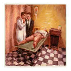 Woman & Dr.s by Hugh Auchincloss Steers, 1990, oil on gessoed paper, sold Nov 2025