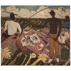David Bates, Jetty Fishing, 1982, oil on canvas