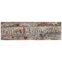 Purvis Young, Zooloo's and Angels, circa 1970, oil and house paint on found board