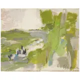 Janice Biala, Paysage avec Cypres, 1966, oil on canvas