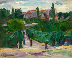 Hans Purrmann, Park in Paris, 1907, Öl auf Leinwand. Doubliert