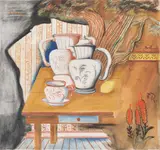 Franz Radziwill, Stilleben mit Kannen, Tasse und Zitrone