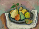 Birnen in Schale auf Tuch by Karl Hofer, Um 1932, Öl auf Leinwand, sold Dec 2017