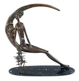 Sarah Tarab, Untitled (Nude Woman Sitting on Moon Crescent with Stardust), 1985, Patinated bronze