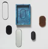 Richard Artschwager, Locations, 1969, Formica on wood with screenprinted Plexiglas and 5 blps made of wood, glass, Plexiglas, and rubberized horsehair with Formica