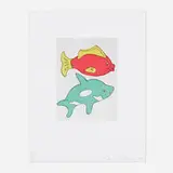 Donald Baechler, Two Fishes, 1999, soft-ground etching and aquatint in colors on Magnani Pescia