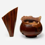 Dennis Elliott, Large vessel, 1988, turned and carved redwood lace burl