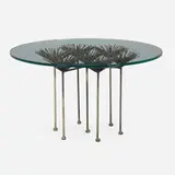 Contemporary, Occasional table, enameled steel, glass