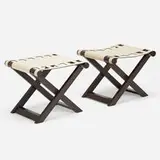 Romeo Sozzi, Stools, pair, c. 2000, walnut, leather