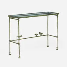Diego Giacometti, Console table, c. 1980, patinated bronze, glass