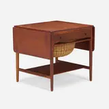 Sewing table, model AT 33 by Hans J. Wegner, c. 1956, teak, cane, sold Jul 2022