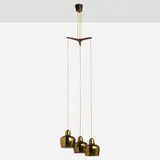 Golden Bell fixture by Alvar Aalto, 1936, brass, teak, sold Jul 2022
