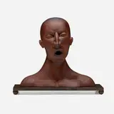 Ross Richmond, Untitled (bust of a man), 2003, blown and hot-sculpted glass, patinated metal
