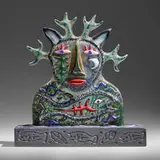 Ruth Brockmann, Ancestor with Fish, 1992, kiln-cast glass, cement
