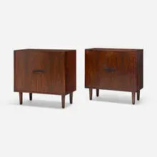 Cabinets, pair by Henry Rosengren Hansen, c. 1960, rosewood, sold Nov 2025