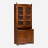 Martin Nyrop, Cabinet with hutch, c. 1920, pine, glass, patinated steel