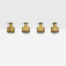 Kai Korbing, Ceiling lamps, set of four, c. 1960, brass, glass