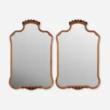 Wall mirrors, pair by Art Déco, c. 1925, mahogany, ebonized wood, mirrored glass, sold Nov 2025