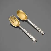 Tiffany & Co., Tomato salad serving set, sterling silver parcel-gilt