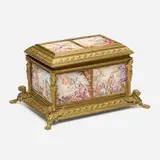 Neoclassical, Table casket, gilt brass, enamel on copper, felt