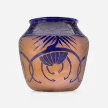 Le Verre Français, Cardères vase, c. 1920, acid-etched cameo glass