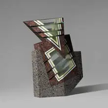William Carlson, Untitled (from the Contrapuntal Series), 1990, granite, glass, steel wire