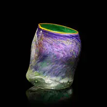 Dale Chihuly, Purple Lake Soft Cylinder with Terre Verte Drawing, 1988, hand-blown glass