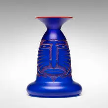 Dan Dailey, Water Man, 1989, blown glass with sandblasted surface drawing, acid polish and vitreous enamel